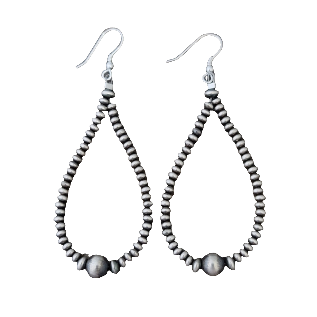 Navajo Pearl Bead Graduated popular 4-8mm Teardrop Hoop Dangle Earrings For Women